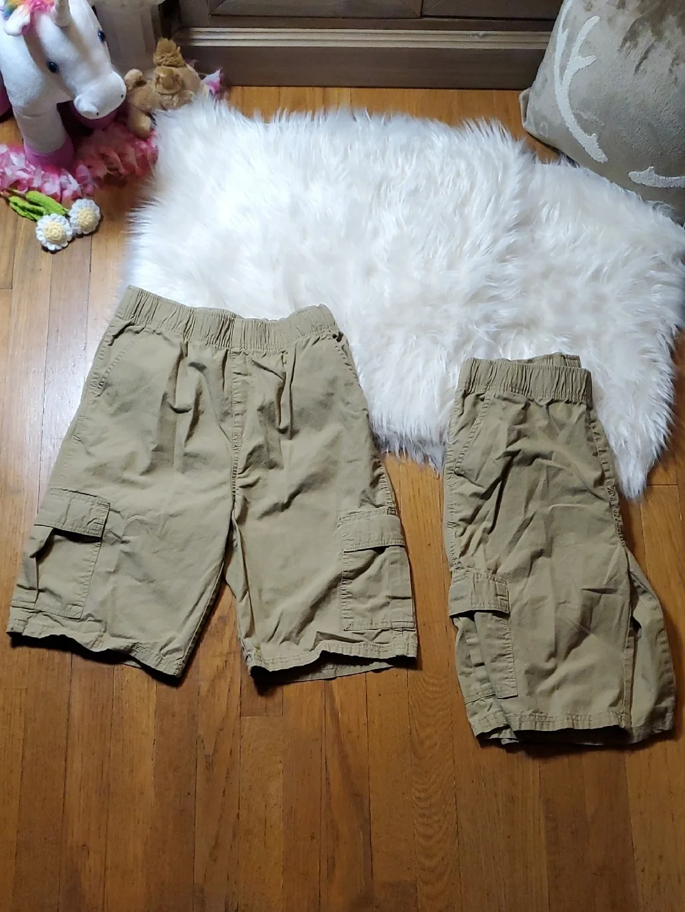 Place Boys' Khaki Cargo Shorts - Elastic Waist 2 Pack